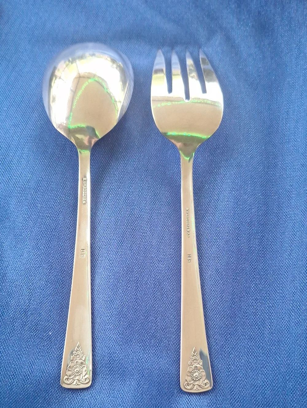 William Rogers Silver-Plate Serving Spoon and Fork Vintage